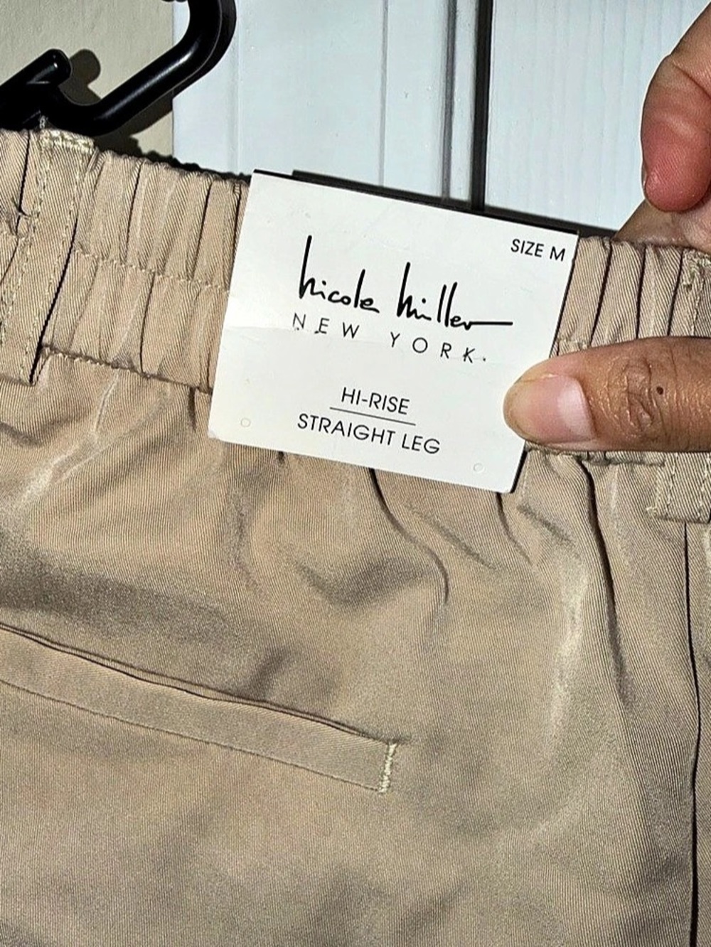 Nicole Miller New York Hi-Rise Straight Leg Pants Beige Medium